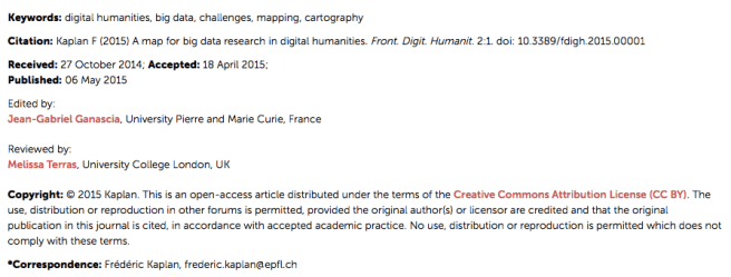 Screenshot from Frontiers in DH showing Melissa Terras as a reviewer