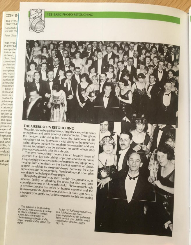 Scan of book page showing retouching in the final photo used in the Shining